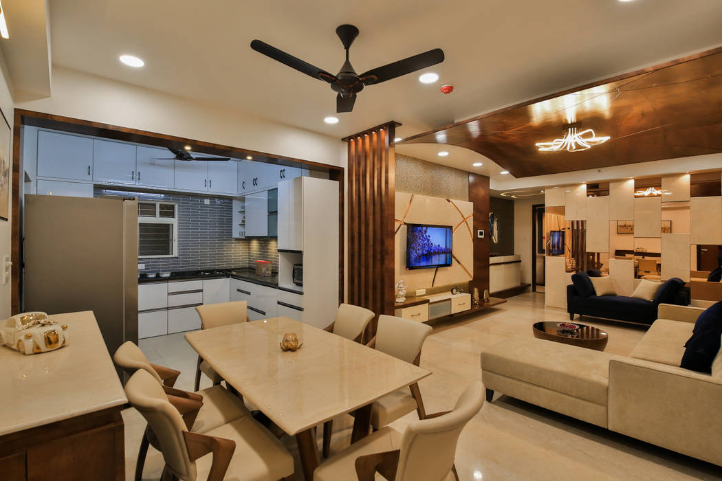 Dining hall AARAYISHH Modern dining room Dining area, Kitchen, designer partition wall, hall separation