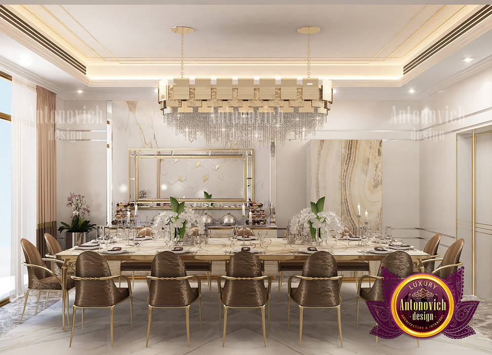 Gold and Brown Colors for the Perfect Dining Room, Luxury Antonovich Design Luxury Antonovich Design