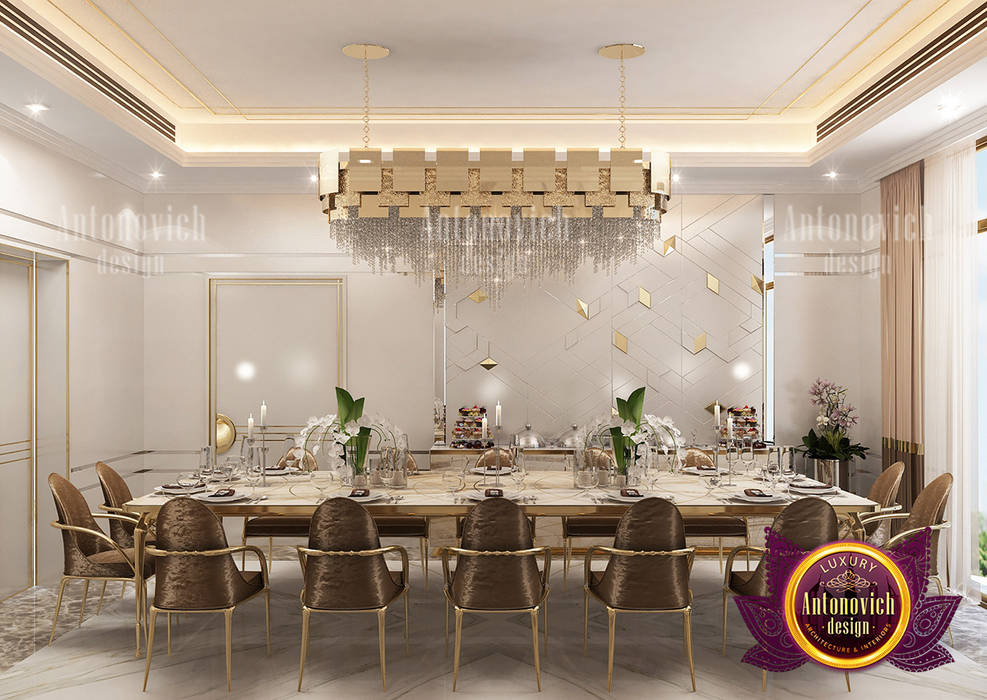 Gold and Brown Colors for the Perfect Dining Room, Luxury Antonovich Design Luxury Antonovich Design