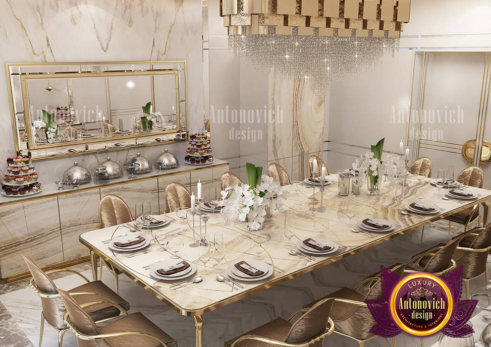 Gold and Brown Colors for the Perfect Dining Room, Luxury Antonovich Design Luxury Antonovich Design
