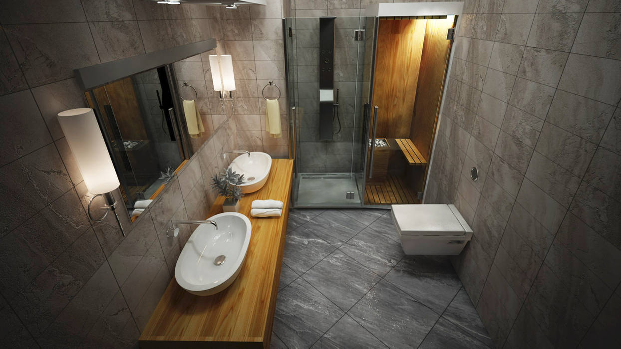 DJİBOUTI VILLA, ARCONPROJE ARCONPROJE Modern bathroom Wood-Plastic Composite