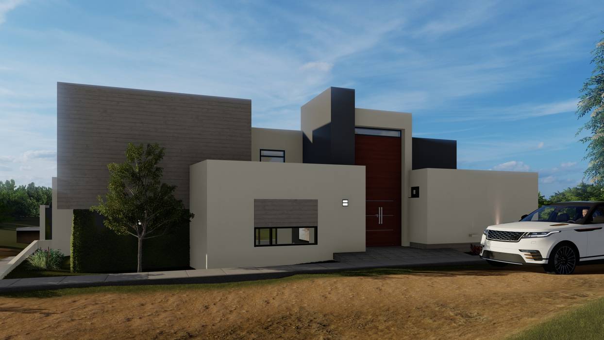 Fachada principal: casas de campo de estilo por construye ideas