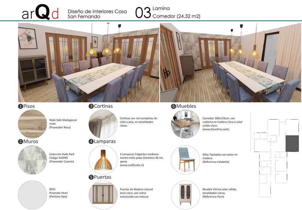 Diseño Interior Casa, ARQD spa ARQD spa Scandinavian style dining room