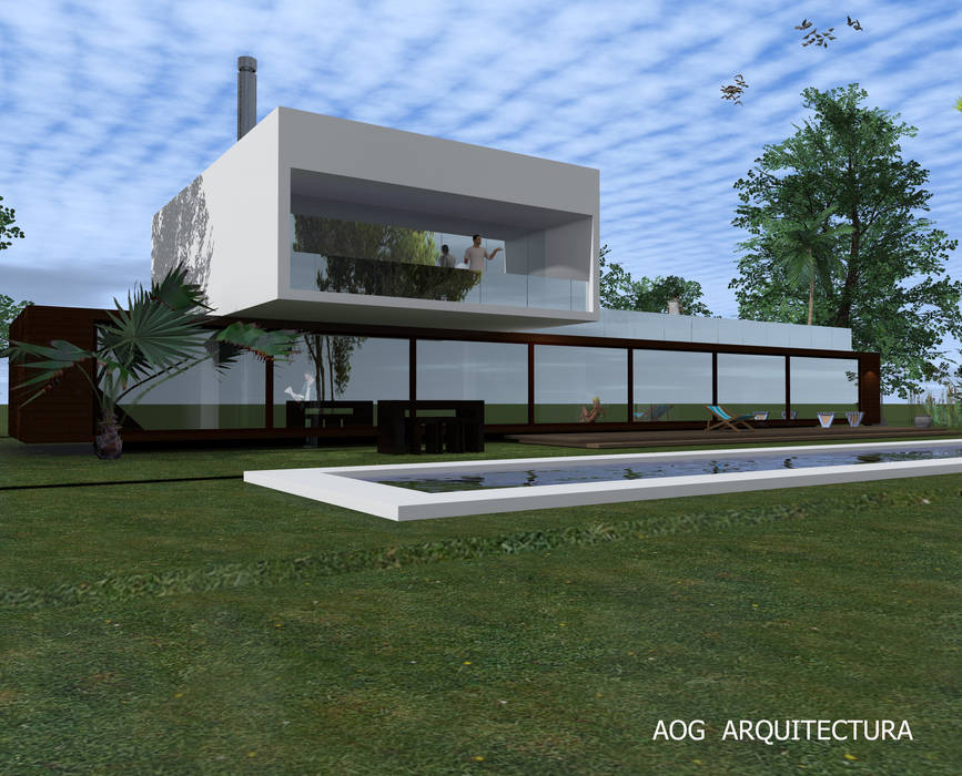 CASA OV - LA DEHESA AOG Casas de estilo mediterráneo Concreto casa top