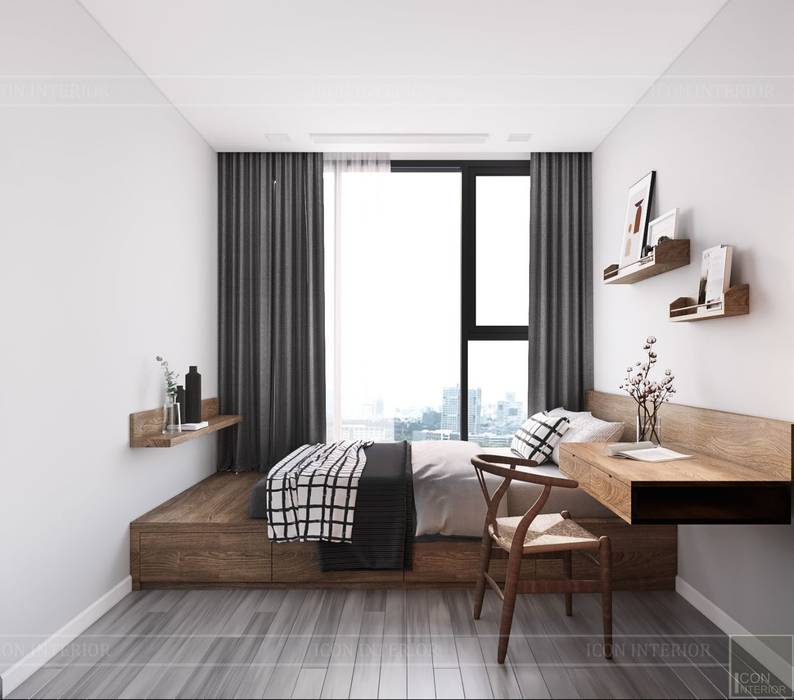 Thiết kế căn hộ 2 phòng ngủ phong cách Scandinavian , ICON INTERIOR ICON INTERIOR Phòng ngủ phong cách Bắc Âu