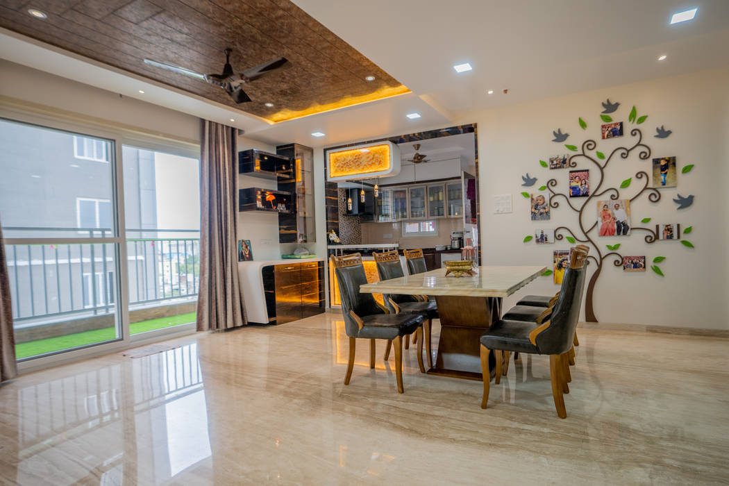 Luxurious Dining Area Designed by Nabh Design & Associates Nabh Design & Associates Modern dining room Engineered Wood Transparent