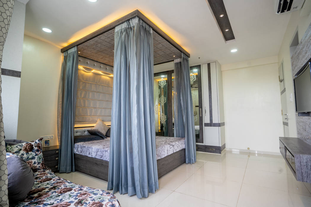 Stylish Home by Nabh Design & Associates homify Small bedroom Engineered Wood Transparent