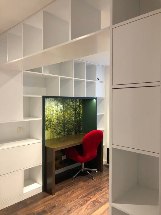 Apartamento AGS, entrearquitectosestudio entrearquitectosestudio Modern style study/office Chipboard