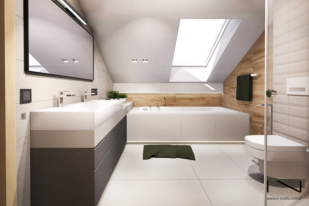 Projekt wnętrza domu jednorodzinnego, Częstochowa, IN studio projektowania wnętrz IN studio projektowania wnętrz Industrialna łazienka