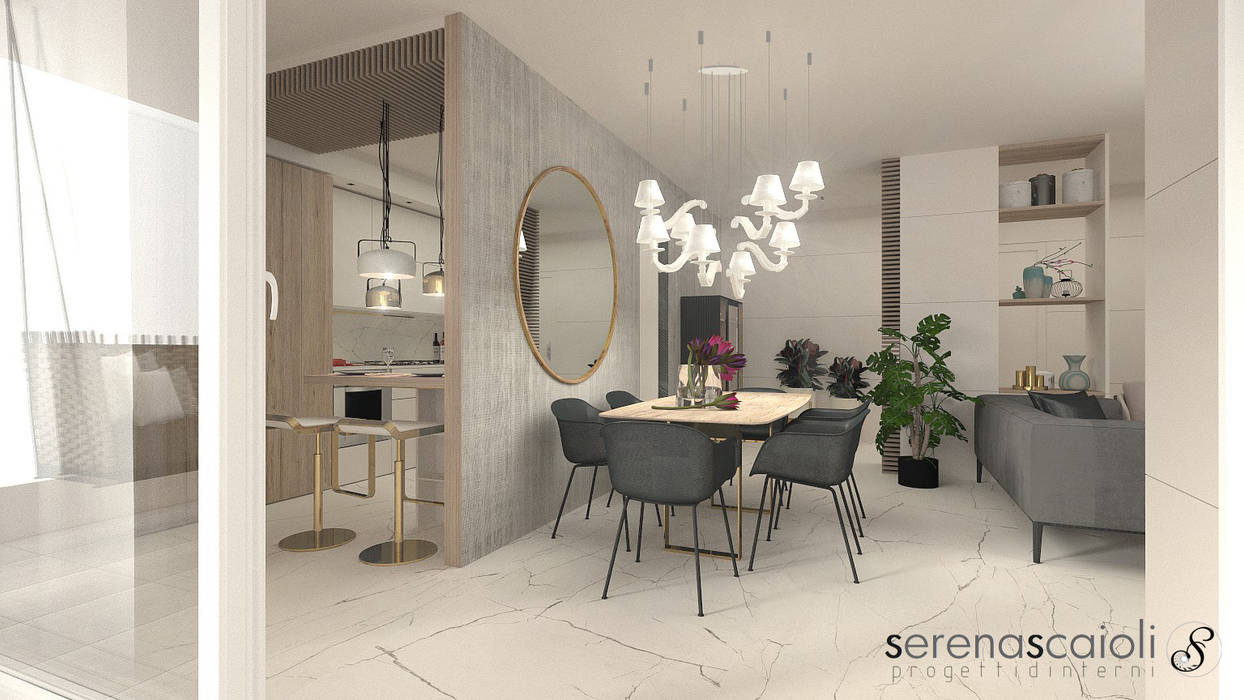 Casa di Amanda, serenascaioli_progettidinterni serenascaioli_progettidinterni モダンデザインの ダイニング