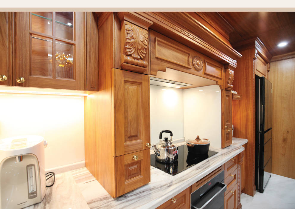 Thiết kế - Sản xuất - Thi công Nội Thất Vinmus Nhà bếp phong cách kinh điển Gỗ Wood effect Cabinets & shelves