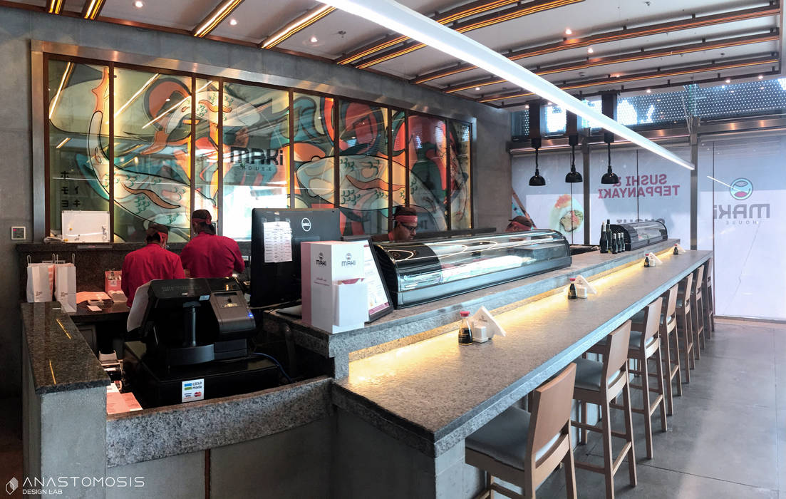 بار السوشي Sushi Bar Anastomosis Design Lab مساحات تجارية مطاعم