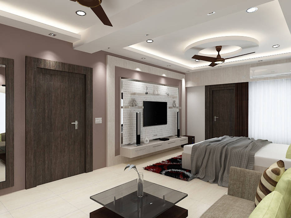 Master Bedroom with a Seating Area Concept, Kphomes Kphomes Modern walls & floors