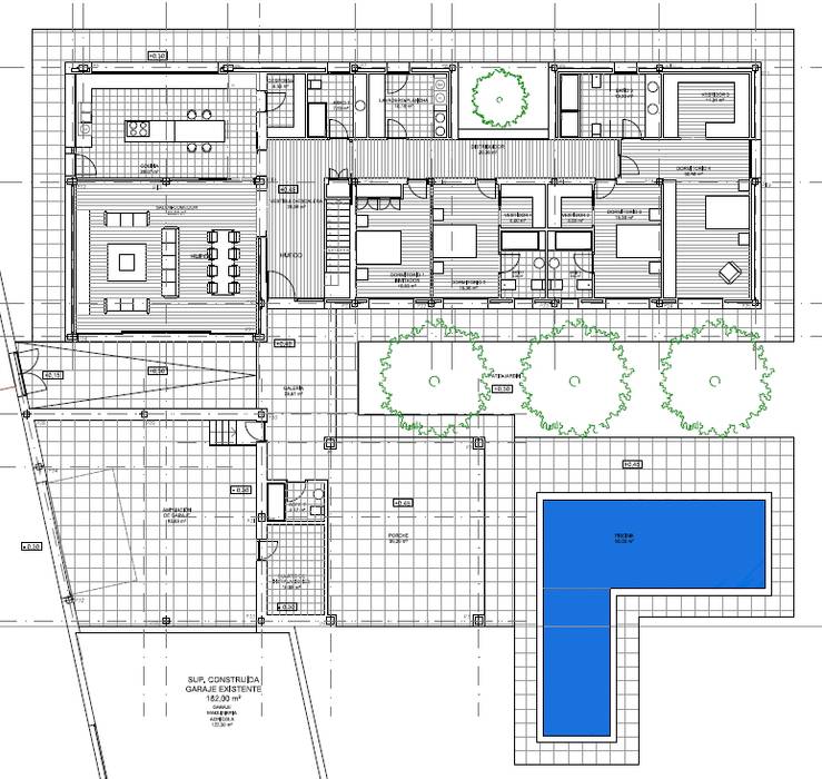 DISTRIBUCIÓN PLANTA BAJA. ACRO ARQUITECTOS E INGENIEROS S.L.P. - EASYCTE Casas unifamilares PLANTA BAJA,DISTRIBUCIÓN