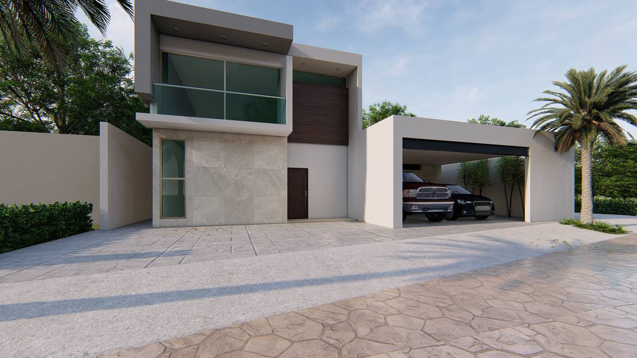 Render de fachada principal de amándala perusquía moderno concreto | homify