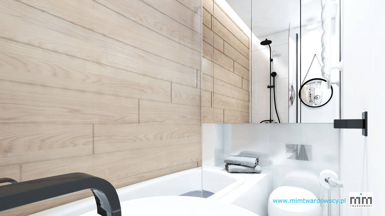 BED minimalizm ocieplony drewnem :), mimtwardowscy mimtwardowscy Minimalist style bathroom