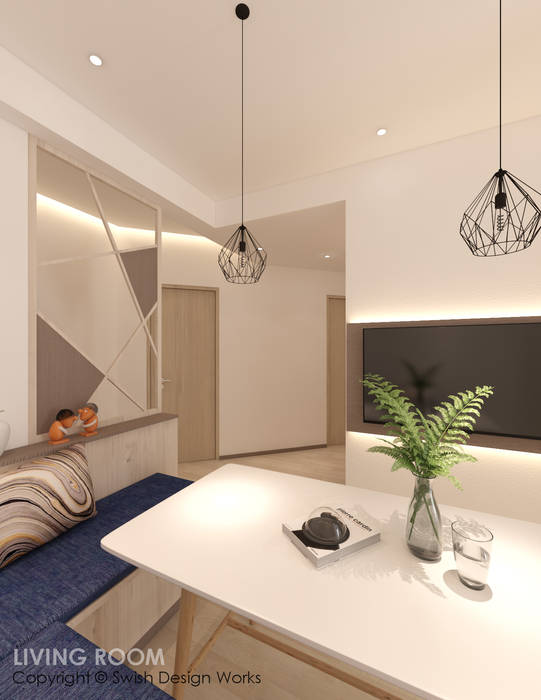 Paya Lebar Residences, Swish Design Works Swish Design Works Salas de estilo moderno Contrachapado