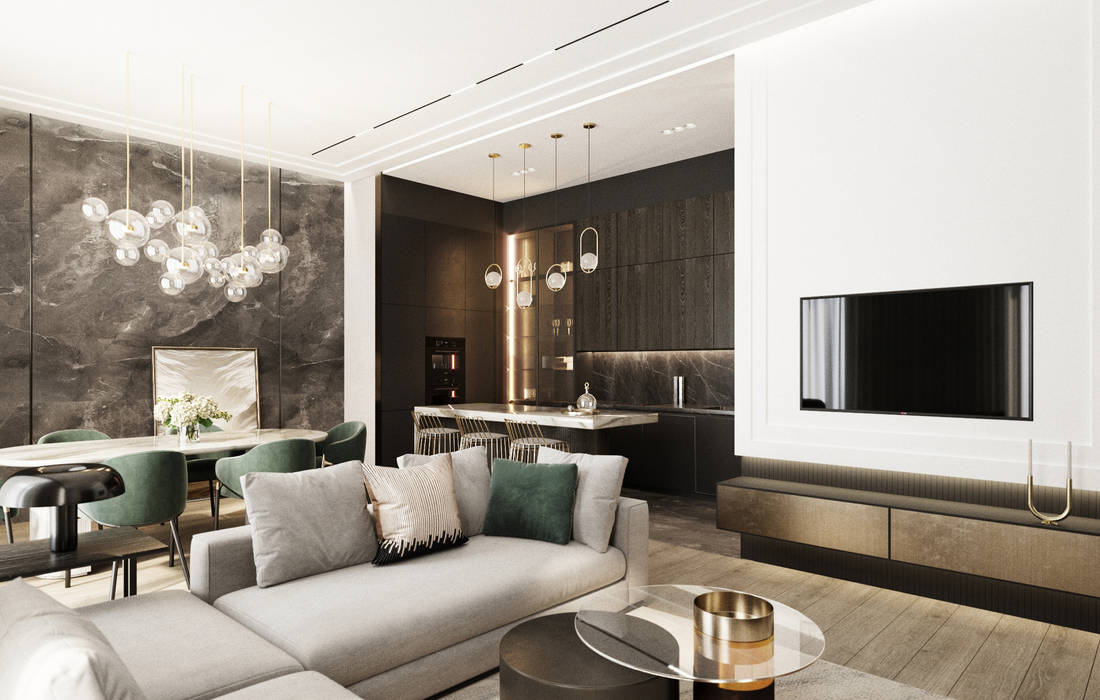 таунхаус ЖК Apartville, Y.F.architects Y.F.architects Minimalist living room