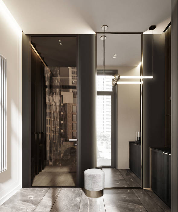 таунхаус ЖК Apartville, Y.F.architects Y.F.architects Minimalist corridor, hallway & stairs