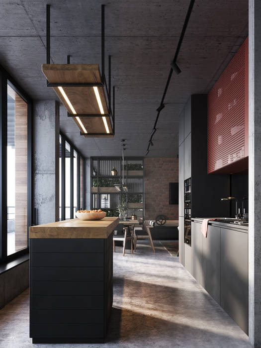 зона барбекю ЖК Apartville, Y.F.architects Y.F.architects Industrial style kitchen