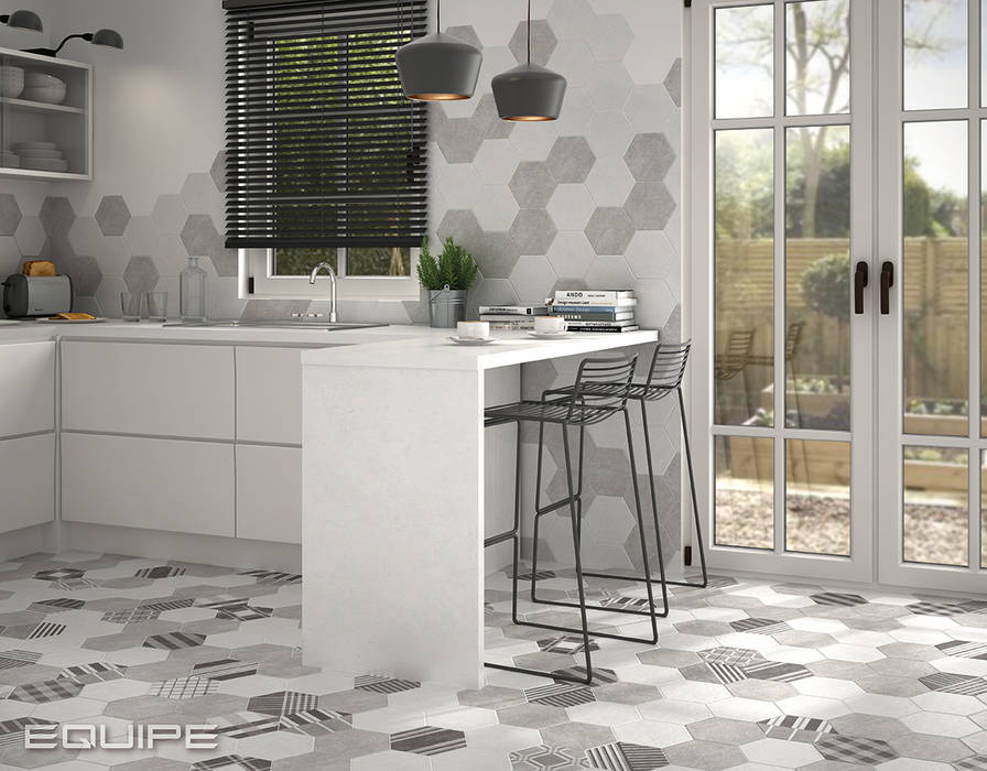 Hexatuke Cenebt Equipe Ceramicas Cocinas de estilo industrial Azulejos