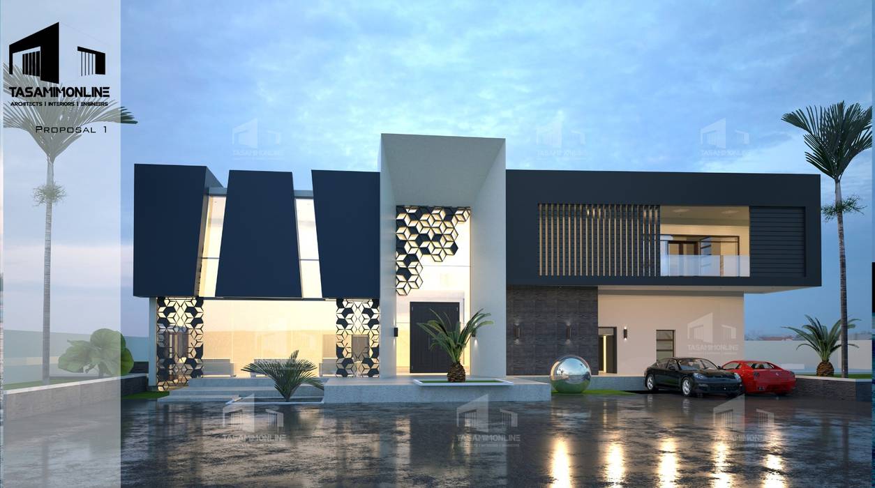 Contemporary Luxury Villa Design , Tasamim Online تصاميم أونلاين Tasamim Online تصاميم أونلاين