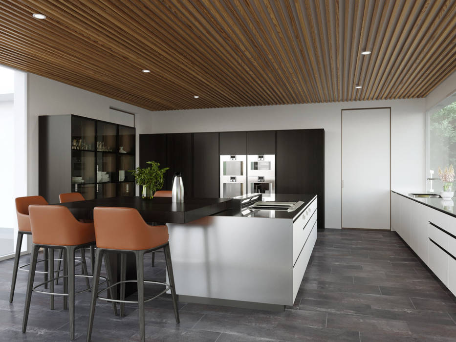 Kitchen 3D Maximum Modern dining room Wood Orange 3d visualization, 3dgraphics, 3Ds Max