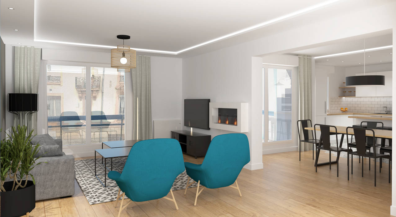 Perspective Projet Salon Salle A Manger Salon Scandinave Par Julie