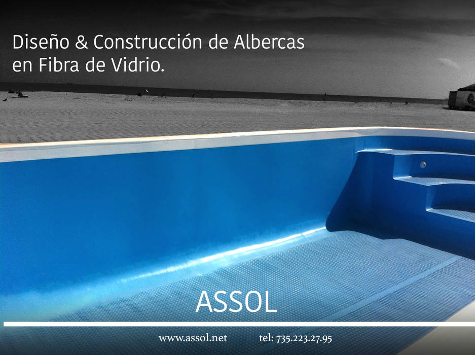 Fabricación de albercas de fibra de vidrio., ASSOL- Albercas y servicios del sol ASSOL- Albercas y servicios del sol مسبح حديقة