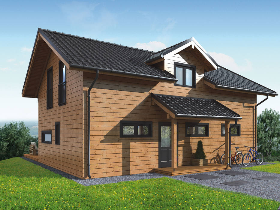 Wohnhaus "Sölden" (Individual-Anfertigung), THULE Blockhaus GmbH - Ihr Fertigbausatz für ein Holzhaus THULE Blockhaus GmbH - Ihr Fertigbausatz für ein Holzhaus كوخ خشب Wood effect