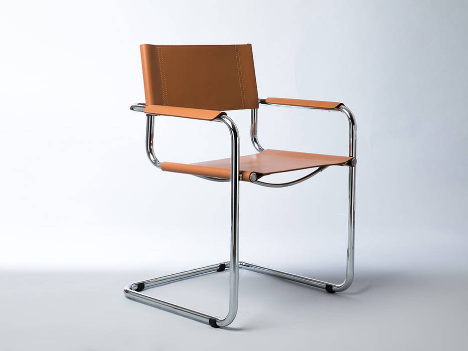 Mart Stamm chair with metal and leather armrests INFABBRICA Comedores de estilo clásico Hierro/Acero Sillas y bancos