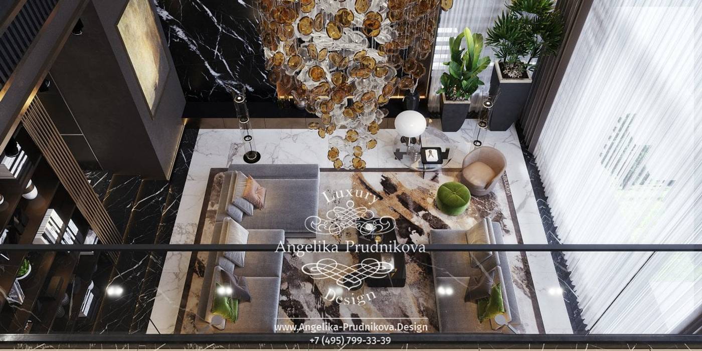 Дизайн-проект дома в Лос-Альтос, Калифорния Дизайн-студия элитных интерьеров Анжелики Прудниковой Коридор, прихожая и лестница в эклектичном стиле