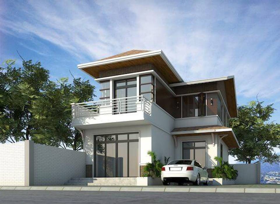 Biệt thự mái thái 2 tầng kiểu chữ L, VIỆT ARCHITECT VIỆT ARCHITECT 빌라