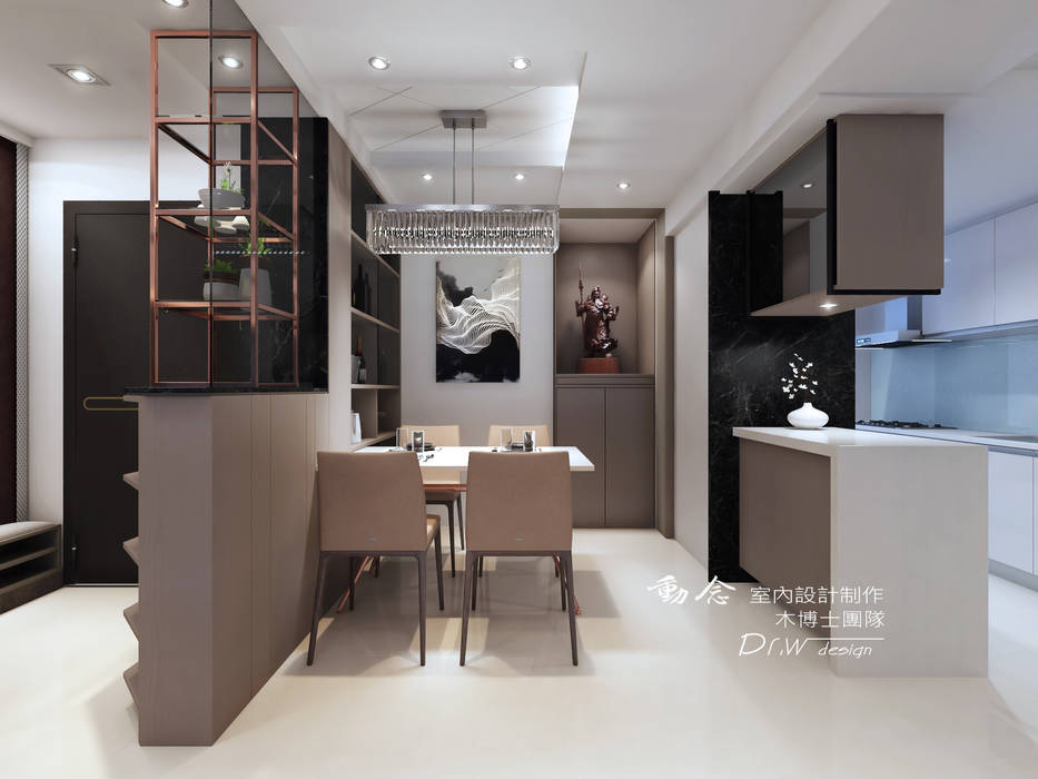 餐廳 木博士團隊/動念室內設計制作 餐廳 仁山洺悅，餐廳，現代