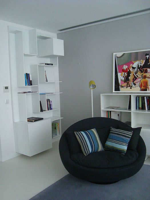 Apartamento em Lisboa - Projecto de Arquitectura e Interiores, AlexandraMadeira.Ac - Arquitectura e Interiores AlexandraMadeira.Ac - Arquitectura e Interiores Ruang Keluarga Modern