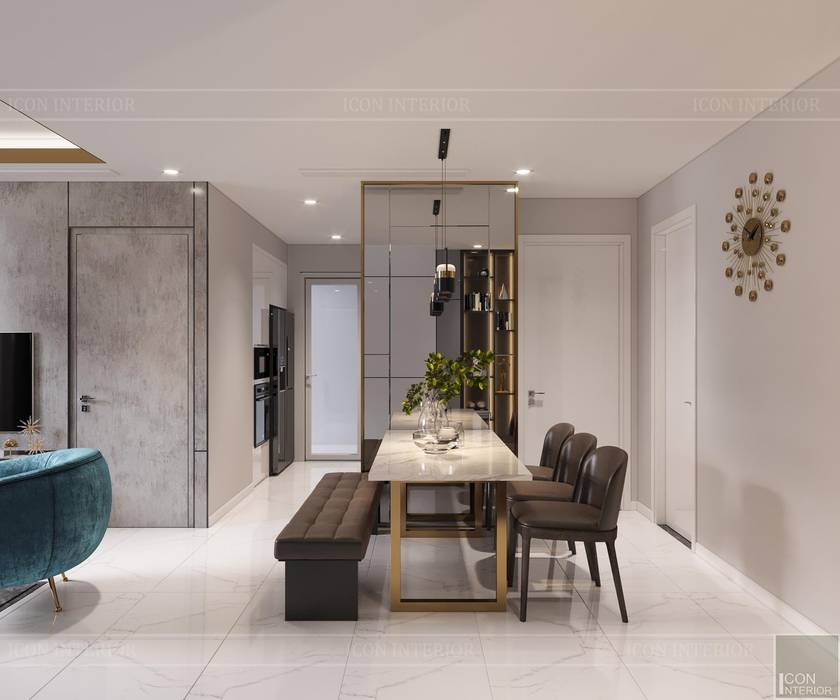 Thiết kế nội thất hiện đại: Không gian thanh lịch của căn hộ chung cư, ICON INTERIOR ICON INTERIOR Phòng ăn phong cách hiện đại phong cách hiện đại