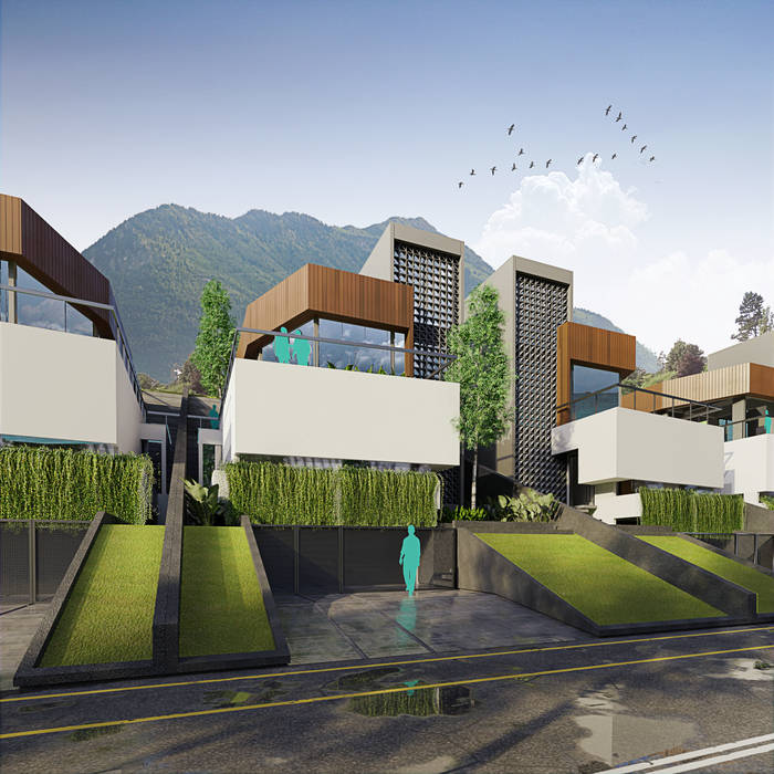 Slope House Sowi Gunung 2.0, Gubah Ruang Gubah Ruang 現代房屋設計點子、靈感 & 圖片 磚塊
