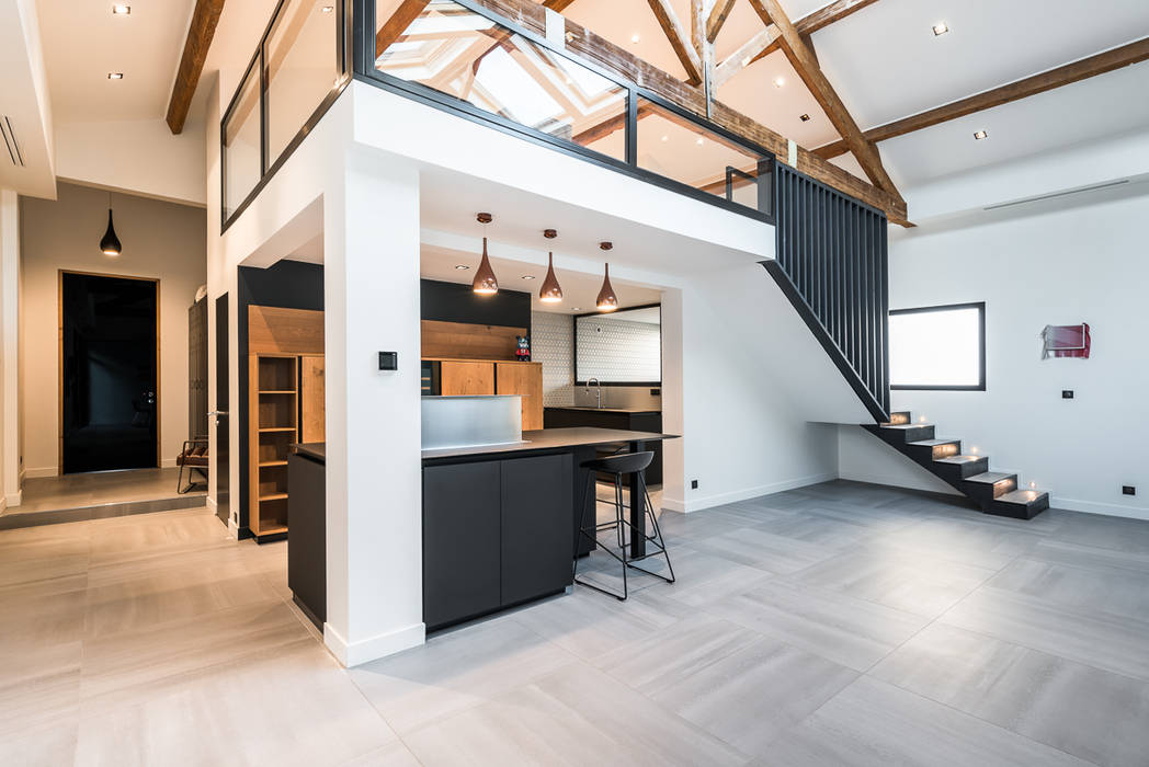 Aménagement d'un loft, Julia M. Julia M. Dapur Gaya Industrial