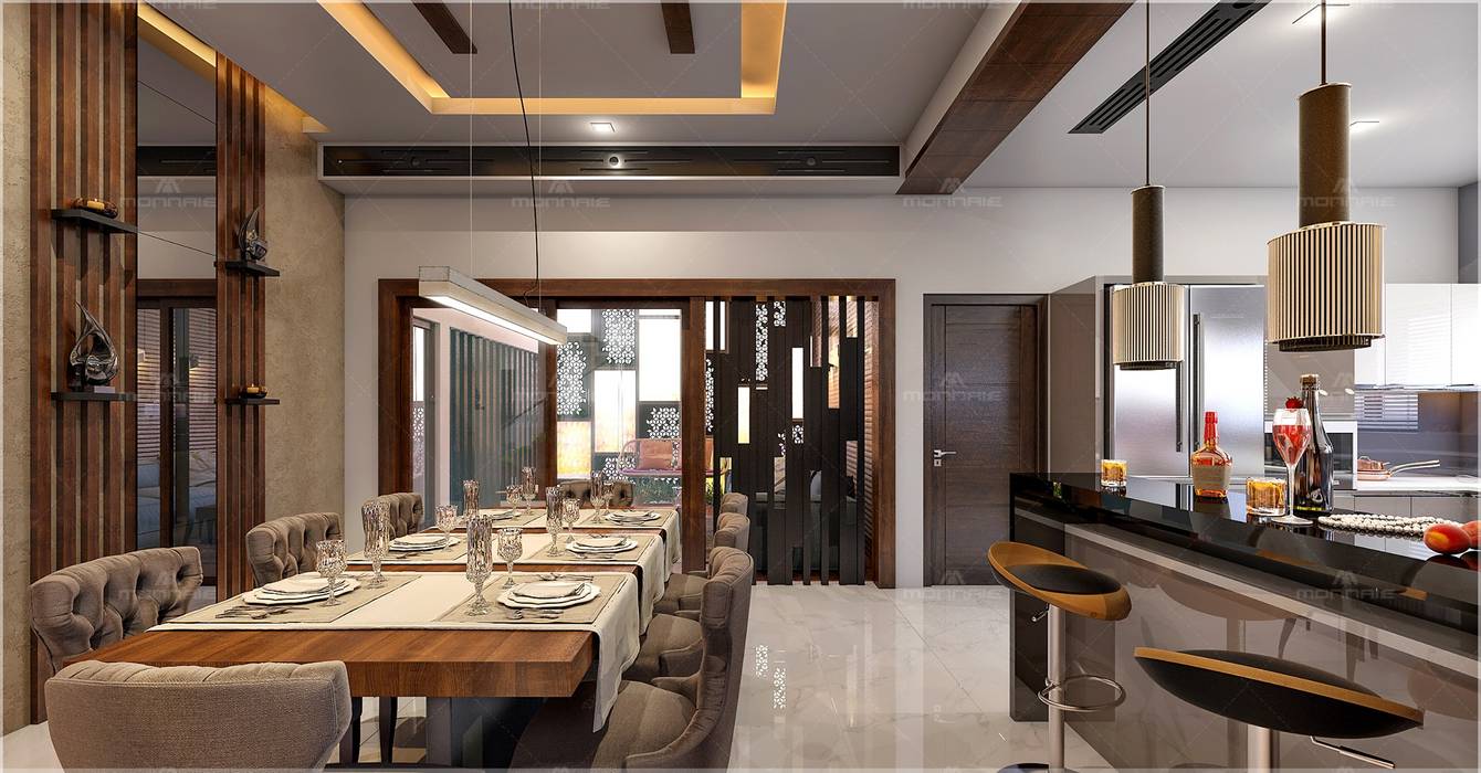 Luxurious and Modern Dining Room Designs... Monnaie Interiors Pvt Ltd Asian style dining room