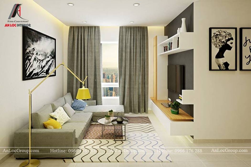 Mẫu nội thất căn hộ 73m2 tại Dreamland Bonanza Duy Tân, Nội Thất An Lộc Nội Thất An Lộc Living room