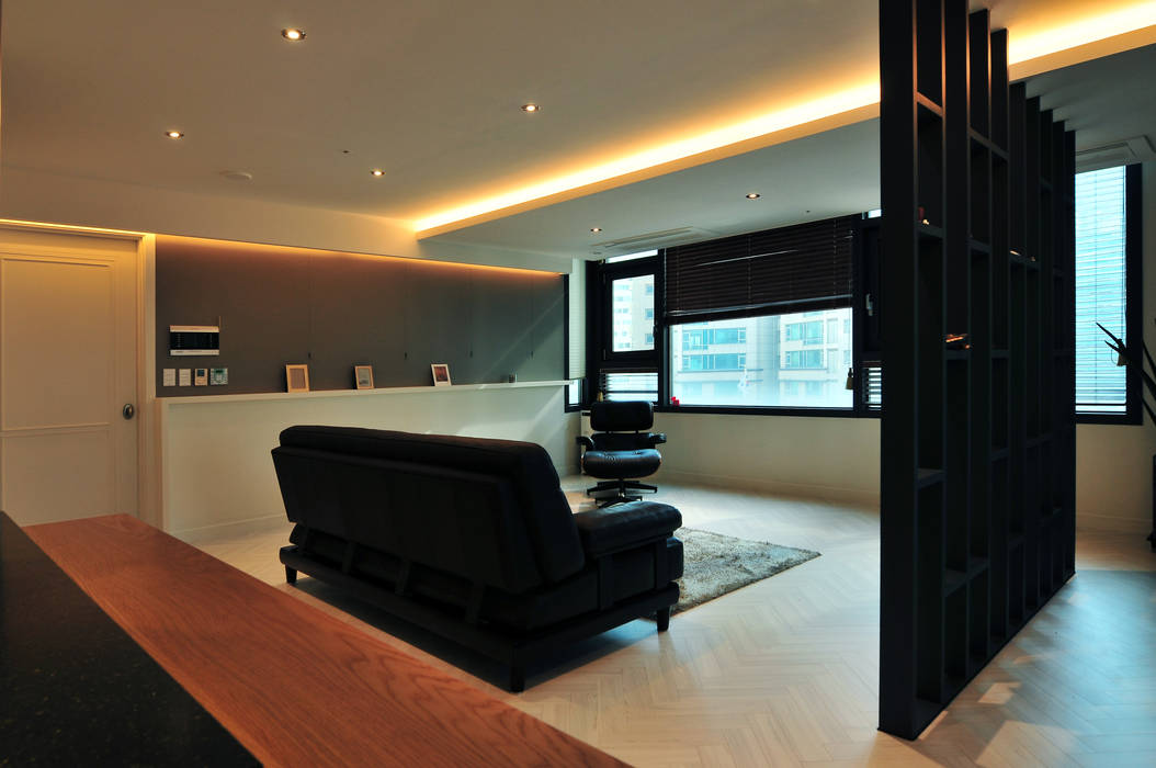 모던한 공간, 선과 선의 만남. 목동 하이페리온APT 인테리어 , 레이어비(Layer_B) 레이어비(Layer_B) Modern Living Room