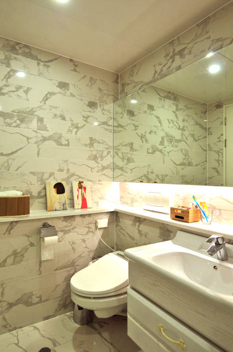 모던한 공간, 선과 선의 만남. 목동 하이페리온APT 인테리어 , 레이어비(Layer_B) 레이어비(Layer_B) Modern Bathroom