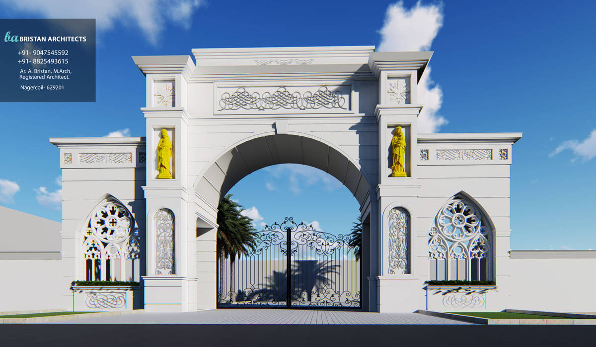 Church Entrance Arch Design, BRISTAN ARCHITECTS & INTERIOR DESIGNERS BRISTAN ARCHITECTS & INTERIOR DESIGNERS فيلا