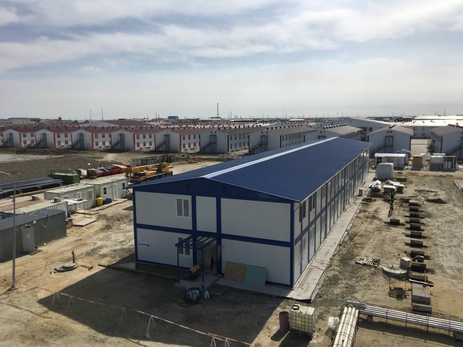 YURT DIŞI ŞANTİYE PROJELERİMİZ - KAZAKİSTAN, PRAMO PREFABRİCATED & STEEL PRAMO PREFABRİCATED & STEEL Espacios comerciales Aluminio/Cinc Edificios de oficinas