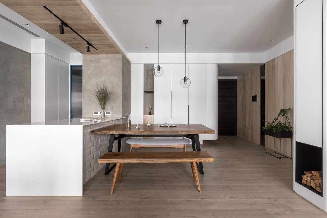【有點藍】– 李宅, 六木設計 六木設計 Salas de jantar minimalistas