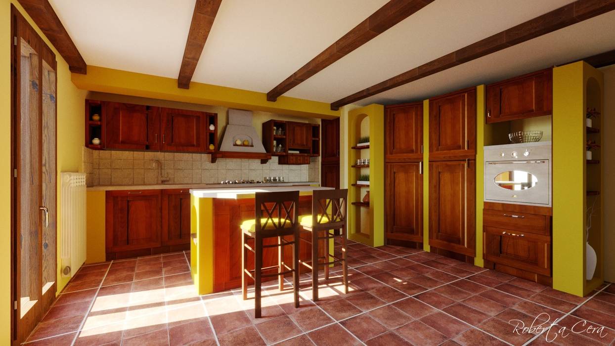 Progettazione cucina rustica, RC. Interior Designer RC. Interior Designer مطبخ ذو قطع مدمجة خشب Wood effect