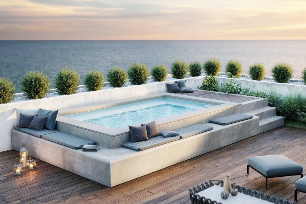SpaSpace® è la piscina ideale per il tuo terrazzo, Aquazzura Piscine Aquazzura Piscine Modern style balcony, porch & terrace