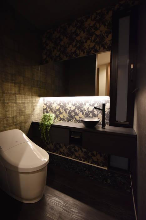 トイレ Style Create モダンスタイルの お風呂 トイレ,沖縄,一級建築士事務所,壁紙,クロス,自由設計,設計施工,平屋,RC造,和風,玉砂利,トイレ