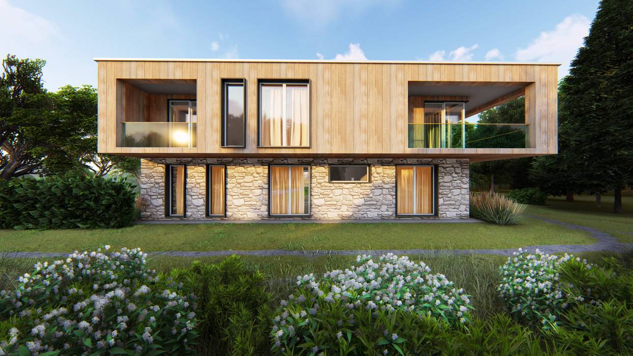 Загородный дом в стиле современного шале, Design3s Design3s Terrace house Wood Wood effect