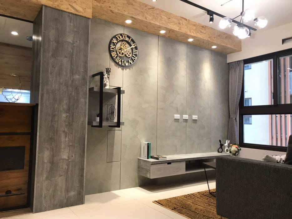 仿清水模塗料歐皇系統傢俱有限公司living Room Concrete Homify